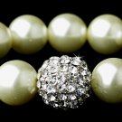 Vintage Silver Ivory Pearl Crystal Stretch Bracelet