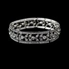 Silver Crystal Leaf Filigree Stretch Bracelet