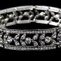 Silver Crystal Leaf Filigree Stretch Bracelet