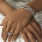 Silver Crystal Leaf Filigree Stretch Bracelet