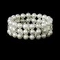 Silver White Pearl Rhinestone Stretch Bracelet