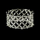 Floral Silver Rhinestone Crystal Stretch Bracelet