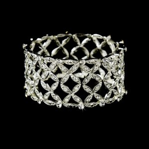 Floral Silver Rhinestone Crystal Stretch Bracelet