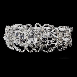 Silver Rhinestone Crystal Bridal Cuff Bracelet