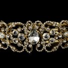 Gold Rhinestone Crystal Bridal Cuff Bracelet