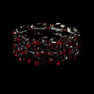 Silver Red Rhinestone Crystal Leaf Stretch Bracelet