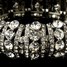 Silver Rhinestone Crystal Stretch Bangle Bracelet