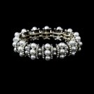 Silver Rhinestone Crystal White Pearl  Bracelet