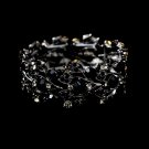 Silver Black Rhinestone Crystal Leaf Stretch Bracelet