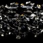 Silver Black Rhinestone Crystal Leaf Stretch Bracelet