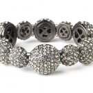 Silver Hematite Rhinestone Crystal Stretch Bracelet