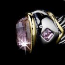 Silver Pink Rhinestone Double  Bangle Bracelet