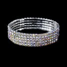 Silver AB Swarovski Crystal Five Row Stretch Bracelet