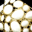 Gold White Bead Designer Cuff Bracelet