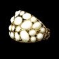 Gold White Bead Designer Cuff Bracelet