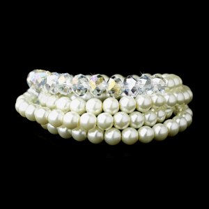 Ivory Pearl Austrian Crystal Bridal Wrap Bracelet