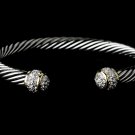 Silver Clear Rhinestone Crystal Bangle Bracelet