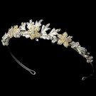 Silver Crystal White Pearl Yellow Floral Bridal Tiara