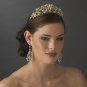 Gold Floral Pearl Cluster Rhinestone Bridal Tiara