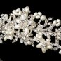 Silver Floral Pearl Cluster Rhinestone Bridal Tiara