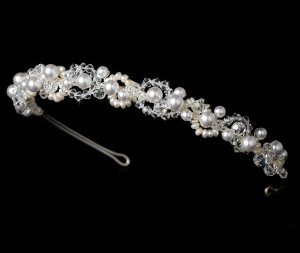 Swarovski Crystal White Pearl Bridal Headband Tiara