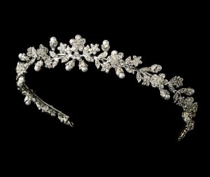 Silver Rhinestone Crystal Pearl Bridal Tiara