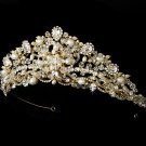 Fairy Tale Gold Swarovski Crystal Pearl Bridal Tiara