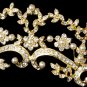 Gold Ivory Pearl Rhinestone Floral Bridal Tiara