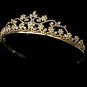 Gold Ivory Pearl Crystal Floral Bridal Tiara