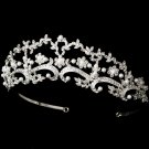 Silver White Pearl Rhinestone Floral Bridal Tiara