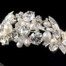Silver Swarovski White Pearl Bridal Tiara