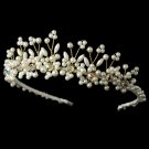 Gold Ivory Pearl AB Swarovski Crystal Bridal Tiara
