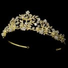 Gold Ivory Pearl Swarovski Crystal Bridal Tiara