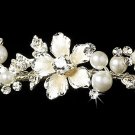 Pearl Crystal Champagne Floral Bridal Headband Tiara