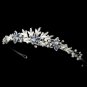 Silver Crystal White Pearl Blue Floral Bridal Tiara