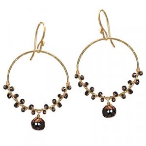 925 Sterling Silver Black Spinel Hoop Earrings