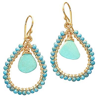 925 Sterling Silver Turquoise Hoop Earrings