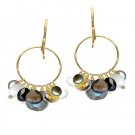 14K Gold Filled Multi Stone Neutral Hoop Earrings
