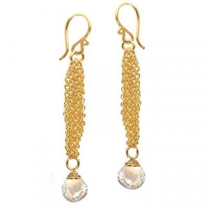 14K Gold Filled Chain Chrystal Quartz Earrings