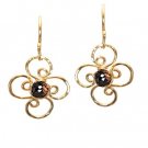 925 Sterling Silver Flower Black Spinel Earrings