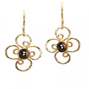 925 Sterling Silver Flower Black Spinel Earrings