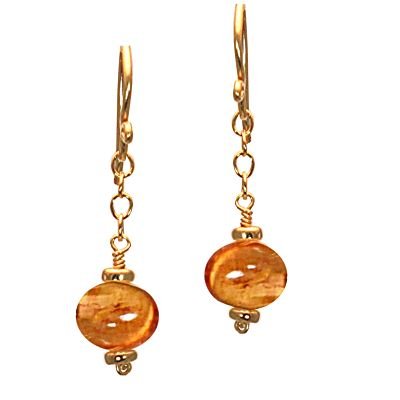 925 Sterling Silver Chain Mandarin Garnet Earrings