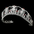 Silver Red Swarovski Crystal Flower Bridal Tiara