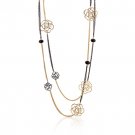 14K Gold Black Rose Dual Chain Necklace