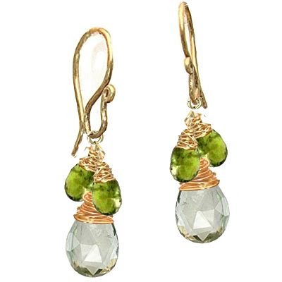 925 Sterling Silver Idocrase Green Amehtyst Earrings
