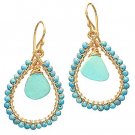 14K Gold Filled Turquoise Hoop Earrings