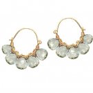 925 Sterling Silver Green Amethyst Hoop Earrings