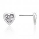Rhodium Heart Classic CZ Stud Earrings