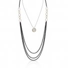 14K Gold Black Rhodium Necklace Floral Pendant