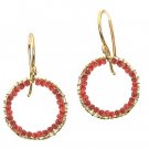 14K Gold Filled Pink Spinel Wrapped Hoop Earrings